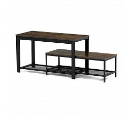 Botník 2 police, MDF dekor staré drevo, kov - čierny matný lak