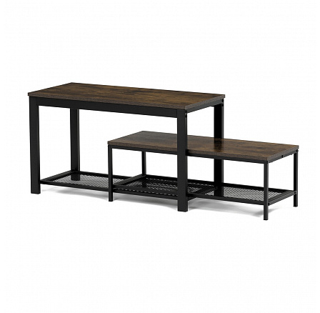 Botník 2 police, MDF dekor staré drevo, kov - čierny matný lak