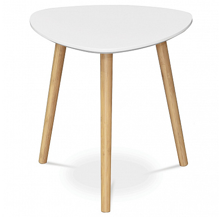 Konferenčný stôl 40x40x40 cm, vrchná doska MDF biela, nohy bambusový prírodný odtieň Konferenčný stôl 40x40x40 cm, vrchná doska MDF biela, nohy bambusový prírodný odtieň