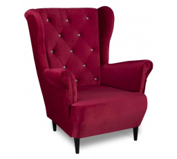 Relaxačné kreslo ušiak Selene K červená s kryštálmi