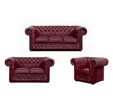 Sedacia súprava Chesterfield Lord 3+2+1 koža bordó Sedacia súprava Chesterfield Lord 3+2+1 koža bordó