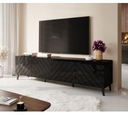 TV komoda ABETO 200, čierna matná/lesklá