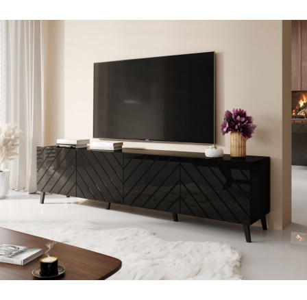 TV komoda ABETO 200, čierna matná/lesklá
