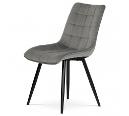 Jedálenská stolička, sivý zamat, čierne kovové nohy