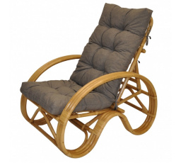 Ratanové kreslo polohovacie medové polster sivý melír