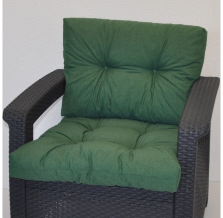 Poduška na kreslo z umelého ratanu - látka tmavozelený melír