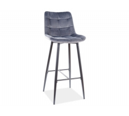 CHIC H-1 Zamatová barová stolička, čierna/sivá Bluvel 14