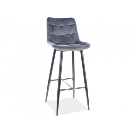 CHIC H-1 Zamatová barová stolička, čierna/sivá Bluvel 14