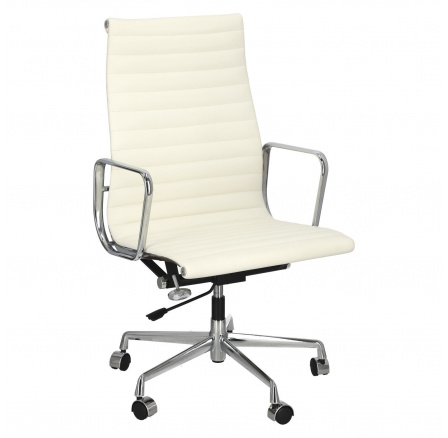 Kancelárska stolička CH1191T biela koža/chróm