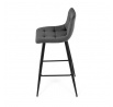 Stolička barová, sivá látka, štvornohá kovová podnož, čierny mat