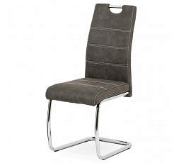 Jedálenská stolička, antracitovo sivé látkové čalúnenie COWBOY vo vintage koži, kov