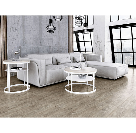 Okrúhly konferenčný stolík Glamour - v rôznych farbách - Dub Sonoma, Biely mat