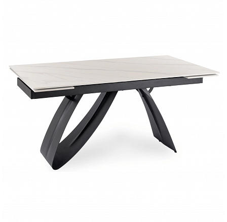 Stôl DEVON Keramický Rozkladací 160-220 cm Biely Mramor/Čierny