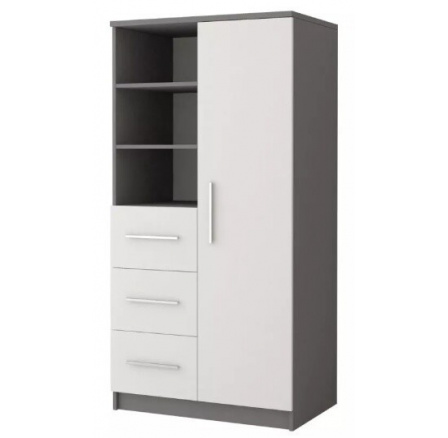Regál OMEGA II - 05, Sivá/Biela