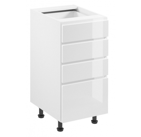 Kuchynská dolná skrinka ASPEN D40S4, Biela/Biely lesk