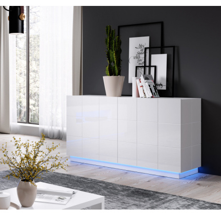 Komoda REJA KOM2D, biela lesklá/biela lesklá