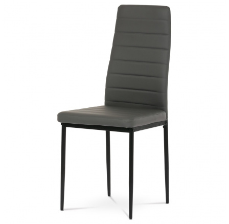 Jedálenská stolička, sivá koženka, čierny kov
