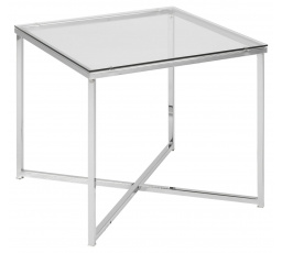Stolík štvorcový Cross sklo/chrómovaný