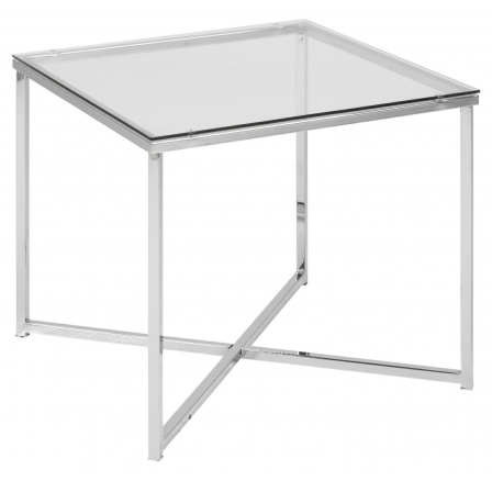 Stolík štvorcový Cross sklo/chrómovaný