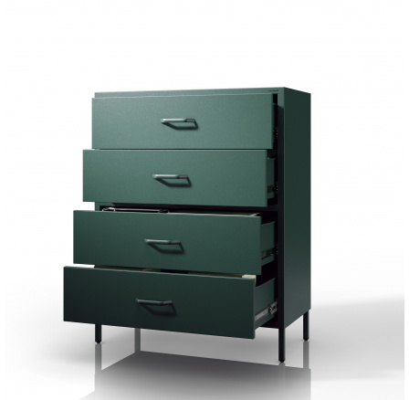 Komoda, kovová skrinka fľaškovozelená Moderná CARLA, 800 x 1015 x 400 mm