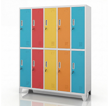 Šatní skriňa BHP 10-dverová šedo-viacfarebná: BARTEK 1360 x 1720 x 450 mm Šatní skriňa BHP 10-dverová šedo-viacfarebná: BARTEK 1360 x 1720 x 450 mm