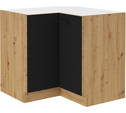 Dolní rohová skříňka MODENA - 90x90 DN 2F BB, Dub Artisan/Černý mat+Dub Artisan