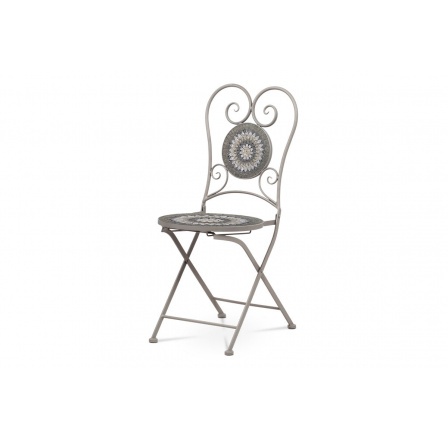 Záhradná stolička, keramická mozaika, kov, sivý lak (k stolu JF2219)