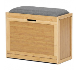 Botník, masív bambus, prírodný odtieň, sivá látka