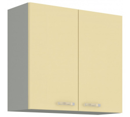 Kuchynská horná skrinka KARPO 80 G 72 2F, krémový lesk/sivá