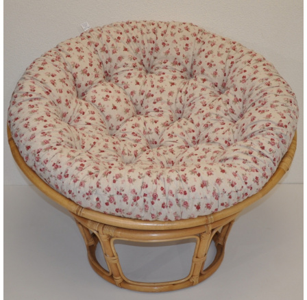 Ratanový papasán 110 cm medový vankúš s motívom ruže