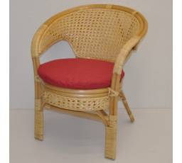 Ratanové kreslo Kina medový vankúš bordó zvýraznenia