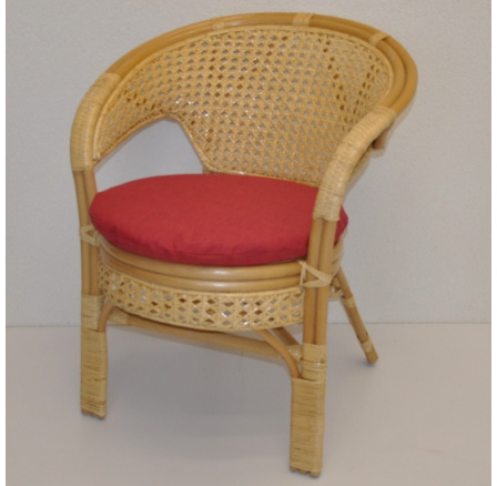 Ratanové kreslo Kina medový vankúš bordó zvýraznenia