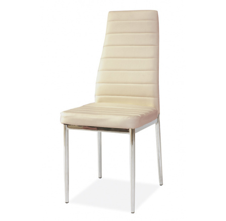 Jedálenská stolička H261 chróm, krémová koža