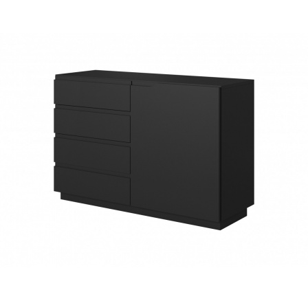 Jednodverová komoda Loftia so 4 zásuvkami - čierna/čierny mat