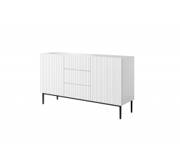 Komoda Nicole 150 cm s tromi zásuvkami - biela matná / čierne nohy