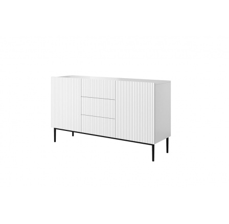Komoda Nicole 150 cm s tromi zásuvkami - biela matná / čierne nohy