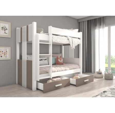 Dvojlôžková poschodová posteľ s matracmi ARTA 180x80 Biela+Hľuzovka