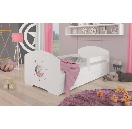 Posteľ PEPE SLEEPING PRINCESS s matracom, zábranou a zásuvkou 140x70 biela