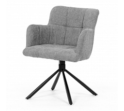 Jedálenská stolička, sivá látka, čierny kov, otočný vratný mechanizmus 90°/90° (L/P) - funkcia reset