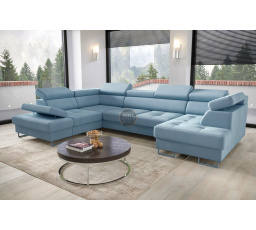 Rohová sedacia súprava GALAXY MAX II s funkciou spania 210x350x165 - modrá, ľavá