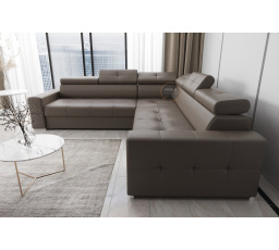 Rohová sedacia súprava MARGO MAX 270×270 prírodná koža - Ľavá strana, Hnedá koža