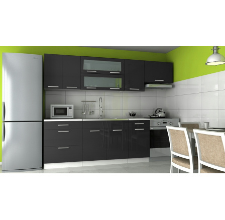 Kuchynská linka Dakota 240/180 čierny lesk