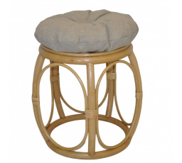 Ratanová taburetka široká medová polster tmavo béžový melír