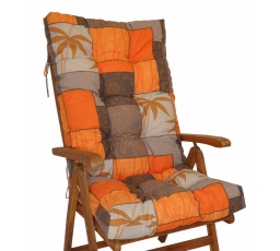 Vankúš pre vysoké záhradné kreslo z teakového dreva - látka Uniko orange leaf