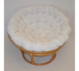 Ratanový papasan 110 cm medový poduška biela INDO