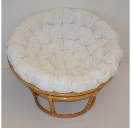 Ratanový papasan 110 cm medový poduška biela INDO