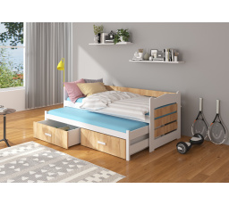 Dvojlôžko TIARRO 200x90 Biela+Dub Zlatý