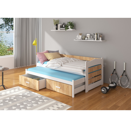 Dvojlôžko TIARRO 200x90 Biela+Dub Zlatý