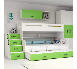 Detská poschodová posteľ MAX 3 Zelená, 3 miestna 120 X 200