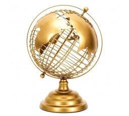 Zlatý kovový glóbus 28 cm